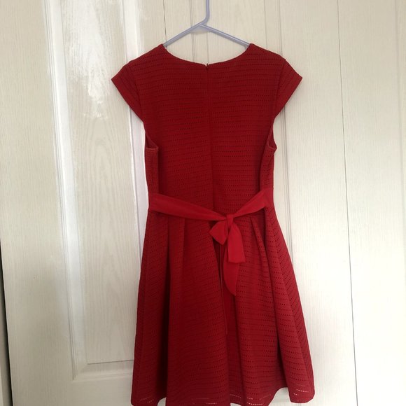 Red A-Line Mini Dress with Bow - Picture 3 of 5